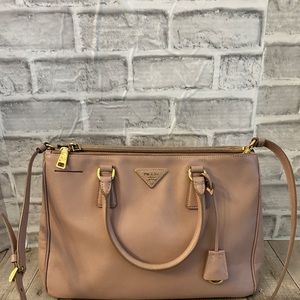 PRADA Galleria Blush SAFFIANO Leather Triple Compartment 2 Way Cross Body #180